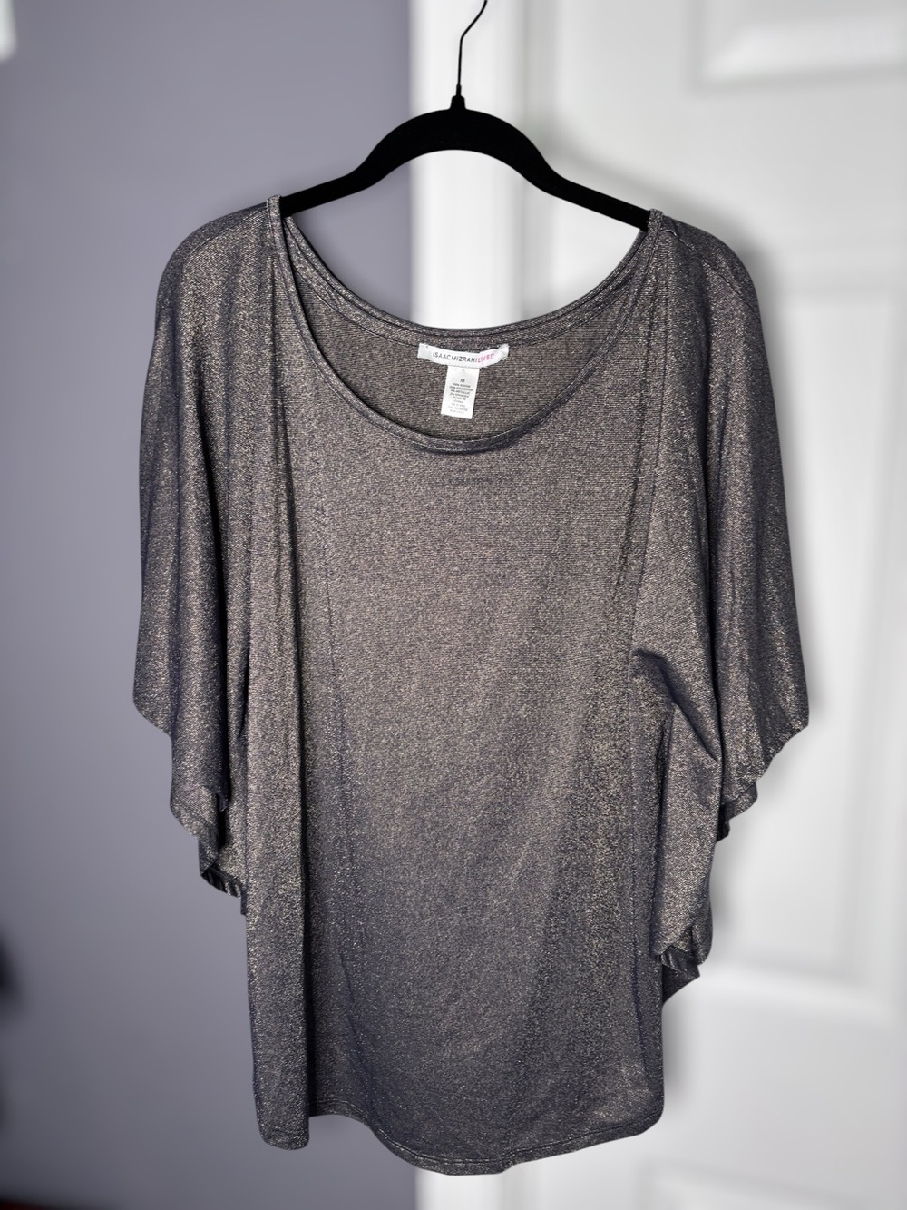 Isaac Mizrahi Bronze Gold Metallic Batwing Blouse M